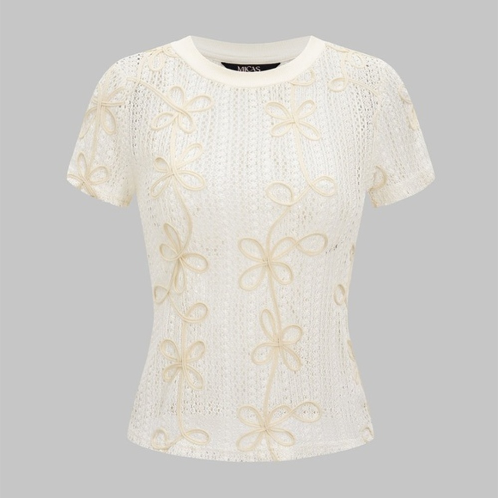 Elegant Cream Lace Women's Top XL